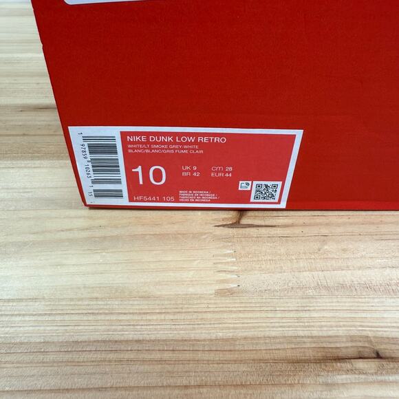 Nike Dunk Low Retro sneakers Mens 10 Light Smoke Grey White HF5441-105 NEW NIB - Picture 11 of 11